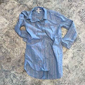 NWOT Victoria Secret sleep shirt Small. Blue with iridescent pink striping
